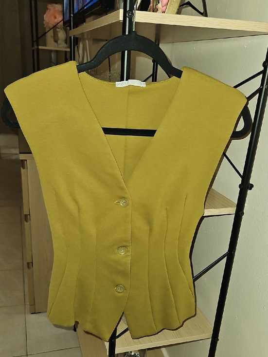 Zara Tops - Zara Sleeveless V-Neck Button Front Dress in Mustard